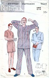 5546 BUTTERICK 50S MR PAJAMAS TROUSERS LENGTHS, BOXY TOP PATTERN SMALL 34-36, 38-40, 42-44 choice